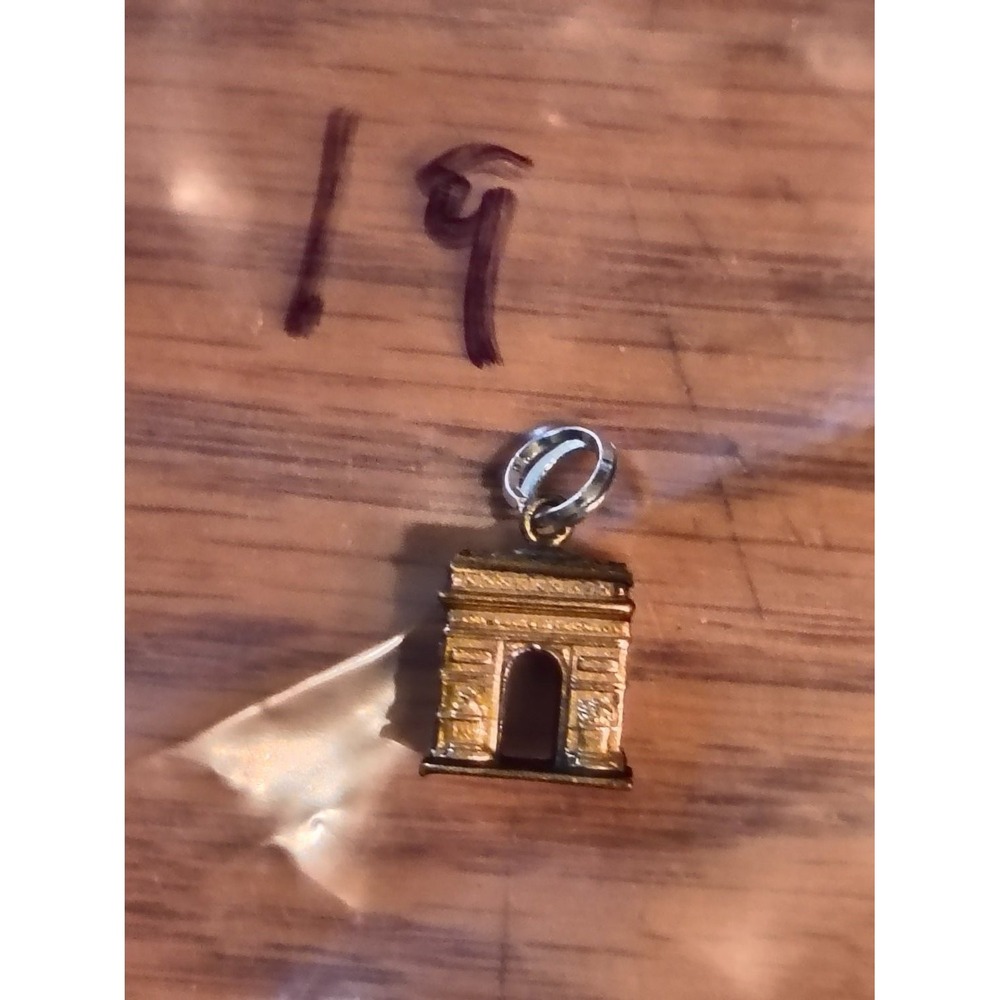Vintage Arc de Triomphe Paris France Souvenir Charm Gold Tone 925 Travel